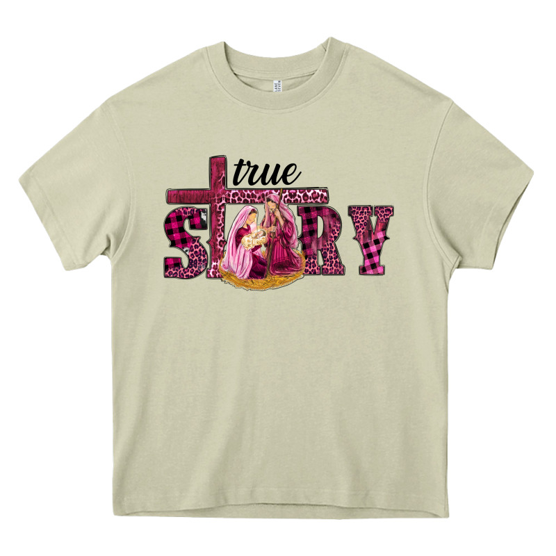Pink Christmas True Story Holy Family Heavy Core Tee by RanaPortraitStore | Teevron