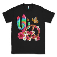Black cactus peace sign flowers and butterflys Classic Tee - Artiststas