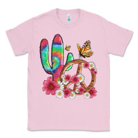 Bubblegum Pink cactus peace sign flowers and butterflys Classic Tee - Artiststas