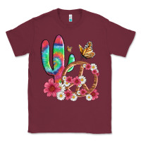 Burgundy cactus peace sign flowers and butterflys Classic Tee - Artiststas