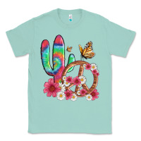 Seafoam cactus peace sign flowers and butterflys Classic Tee - Artiststas
