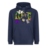 Navy Mardi Gras Love Nurse Heavyweight Hoodie - BundleAndBundleShop