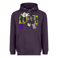 Plum Mardi Gras Love Nurse Heavyweight Hoodie - BundleAndBundleShop
