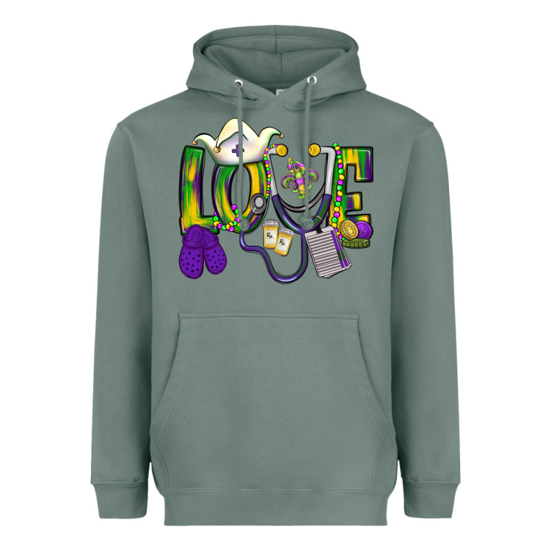 Mardi Gras Love Nurse Heavyweight Hoodie by BundleAndBundleShop | Teevron