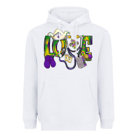 White Mardi Gras Love Nurse Heavyweight Hoodie - BundleAndBundleShop