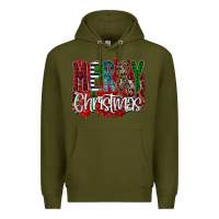 Army Green Merry Christmas Buffalo Plaid Leopard Premium Hoodie - Bettercallsaul