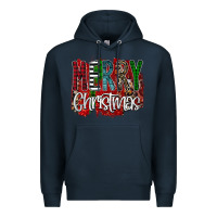 Navy Merry Christmas Buffalo Plaid Leopard Premium Hoodie - Bettercallsaul