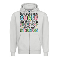 Dove Grey people dont need to be sober and drugfree to deserve food Zipper Hoodie - MaliasSmallBusiness