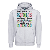 Heather Grey people dont need to be sober and drugfree to deserve food Zipper Hoodie - MaliasSmallBusiness
