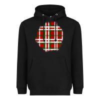 Black Christmas Tartan Patch Heavyweight Hoodie - BundleAndBundleShop
