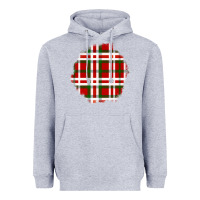 Heather Grey Christmas Tartan Patch Heavyweight Hoodie - BundleAndBundleShop