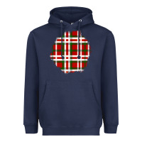 Navy Christmas Tartan Patch Heavyweight Hoodie - BundleAndBundleShop