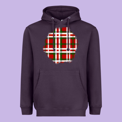 Christmas Tartan Patch Heavyweight Hoodie Designed By Bundleandbundleshop