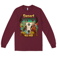 Burgundy desert vibes wild west Long Sleeve Tee - NancyCooperArtShop