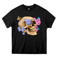 Black skull flora butterfly Heavy Core Tee - Artiststas
