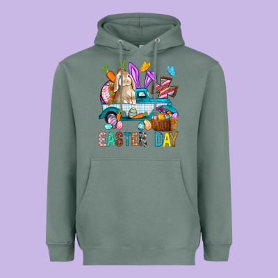Easter Day With Truck Heavyweight Hoodie Designed By Bundleandbundleshop