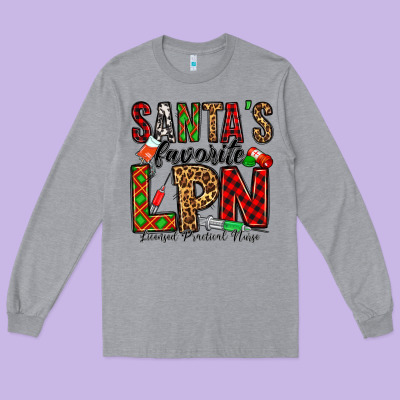 Santa's Favorite Lpn Long Sleeve Tee Designed By Jasminsmagicworld
