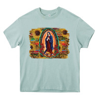 Arona Sunflower Lady Of Guadalupe Distressed Background Heavy Core Tee - RanaPortraitStore