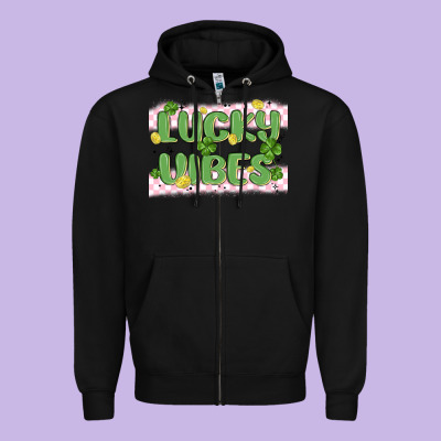 Lucky Vibes Zipper Hoodie Designed By Maliassmallbusiness