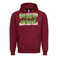 Burgundy lucky vibes Zipper Hoodie - MaliasSmallBusiness