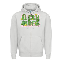 Dove Grey lucky vibes Zipper Hoodie - MaliasSmallBusiness