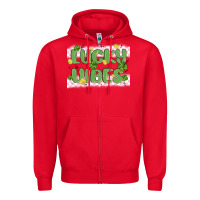 Red lucky vibes Zipper Hoodie - MaliasSmallBusiness