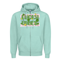 Seafoam lucky vibes Zipper Hoodie - MaliasSmallBusiness