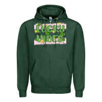 Sports Green lucky vibes Zipper Hoodie - MaliasSmallBusiness