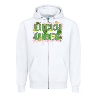 White lucky vibes Zipper Hoodie - MaliasSmallBusiness