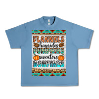 Pebble Blue Flannels Hayrides Pumpkins Sweaters Bonfires Urban Heavy Tee - Artiststas