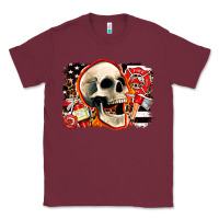 Burgundy firefighter skull Classic Tee - AdoDesignShop