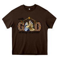 Chocolate Brown With God All Things Are Possible Heavy Core Tee - RanaPortraitStore