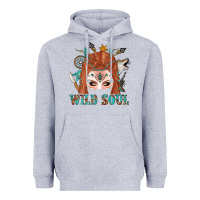 Heather Grey Western İndian Wild Soul With Braid Hair Woman Heavyweight Hoodie - BundleAndBundleShop