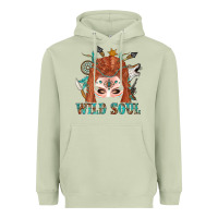 Matcha Western İndian Wild Soul With Braid Hair Woman Heavyweight Hoodie - BundleAndBundleShop