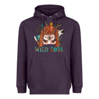 Plum Western İndian Wild Soul With Braid Hair Woman Heavyweight Hoodie - BundleAndBundleShop