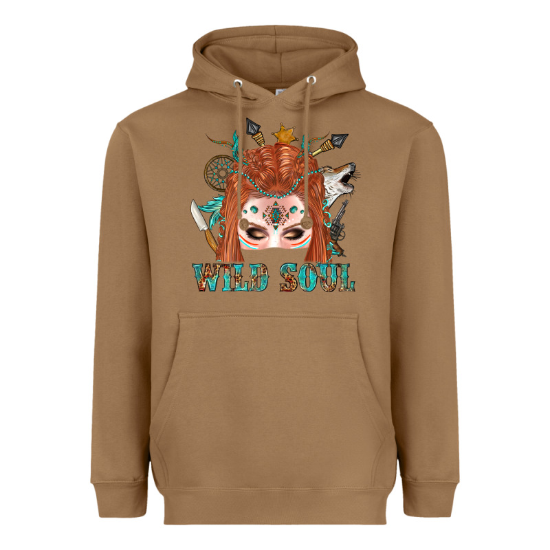 Western İndian Wild Soul With Braid Hair Woman Heavyweight Hoodie by BundleAndBundleShop | Teevron