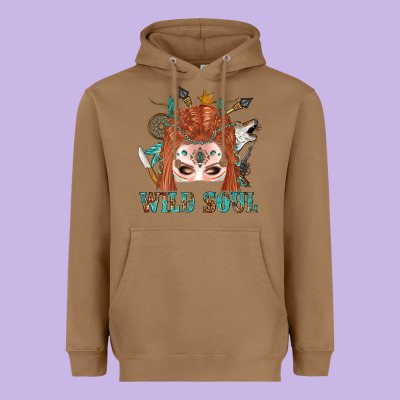 Western İndian Wild Soul With Braid Hair Woman Heavyweight Hoodie Designed By Bundleandbundleshop