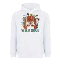 White Western İndian Wild Soul With Braid Hair Woman Heavyweight Hoodie - BundleAndBundleShop