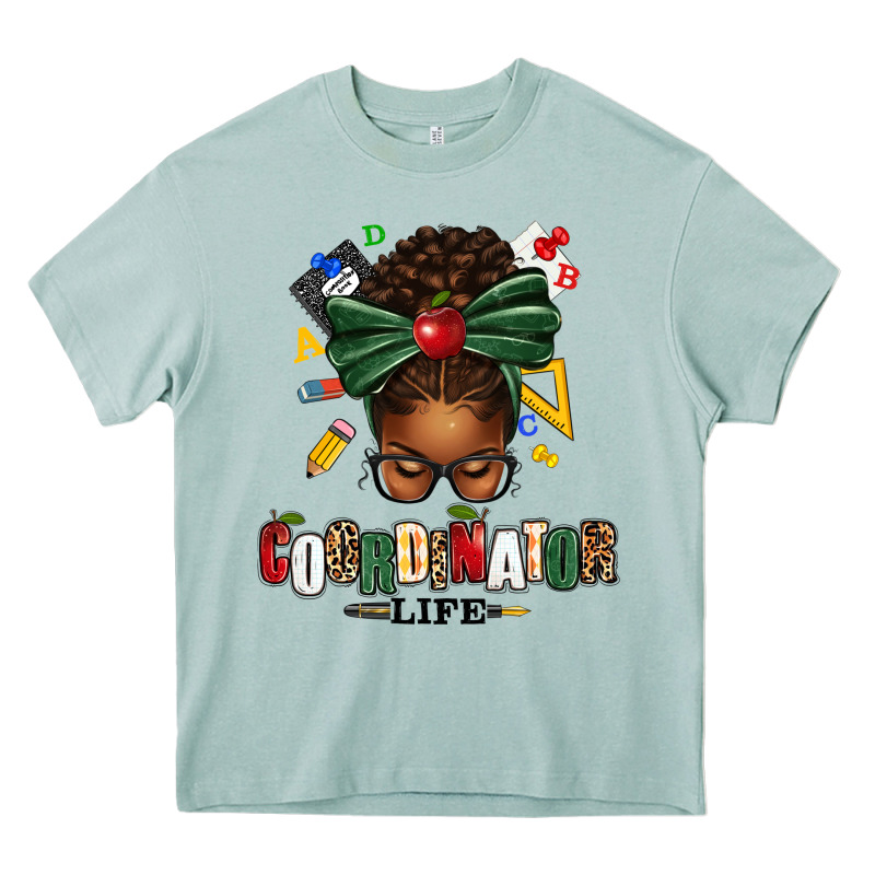 Educational Coordinator Life Afro Messy Bun Heavy Core Tee by texasbilliewilder | Teevron