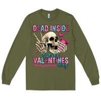 Army Green dead inside but it's valentines day Long Sleeve Tee - Jasminsmagicworld