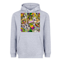 Heather Grey Mardi Gras coffee cups and donut with cowhide Heavyweight Hoodie - BundleAndBundleShop
