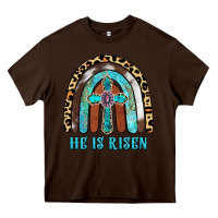 Chocolate Brown He Is Risen Heavy Core Tee - RanaPortraitStore