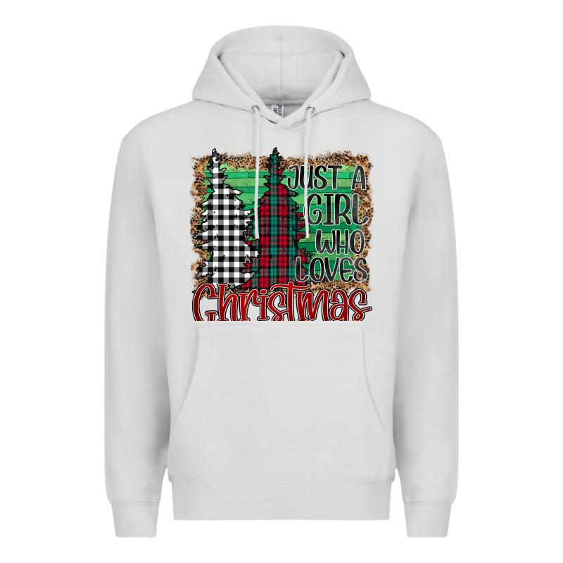 Womens Just A Girl Who Loves Christmas Funny Premium Hoodie by Bettercallsaul | Teevron