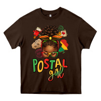 Chocolate Brown juneteenth afro messy bun postal girl Heavy Core Tee - texasbilliewilder