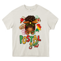 Juneteenth Afro Messy Bun Postal Girl Heavy Core Tee | Teevron