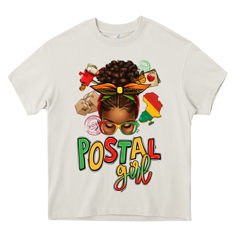 Juneteenth Afro Messy Bun Postal Girl Heavy Core Tee by texasbilliewilder | Teevron