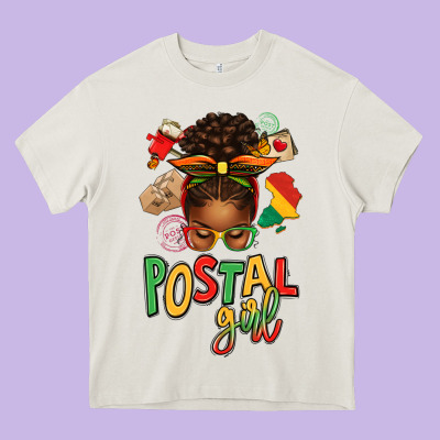 Juneteenth Afro Messy Bun Postal Girl Heavy Core Tee Designed By Texasbilliewilder