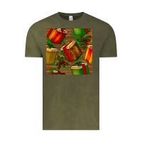 Vintage Olive christmas gift box seamless pattern Vintage Tee - BundleAndBundleShop