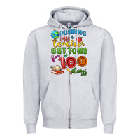 Heather Grey pushing my teacher buttons for 100 days Zipper Hoodie - MaliasSmallBusiness