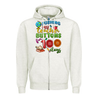 Oatmeal Heather pushing my teacher buttons for 100 days Zipper Hoodie - MaliasSmallBusiness